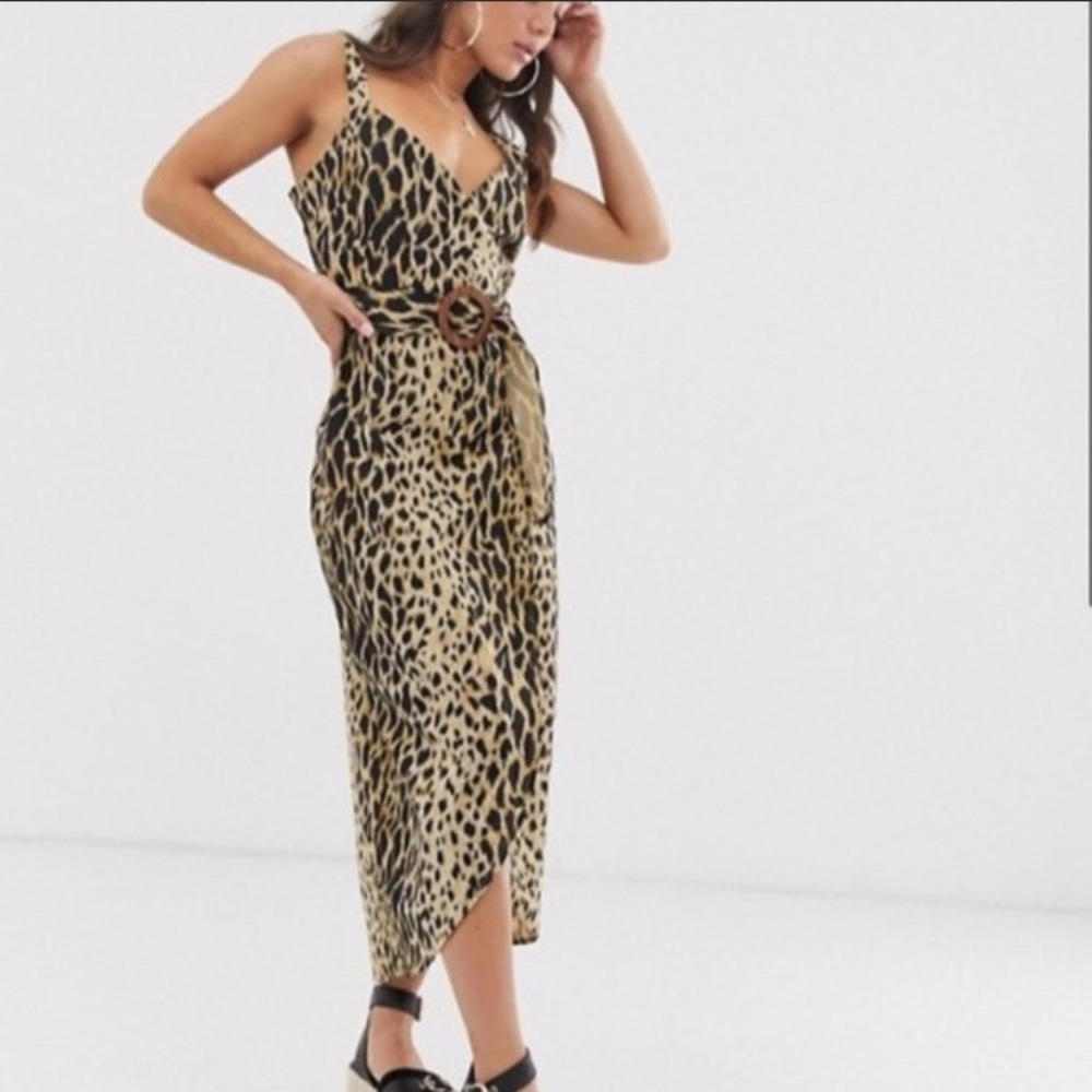 Asos leopard print wrap maxi dress